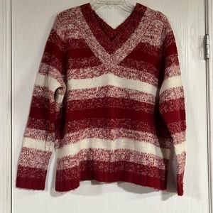 CJ Banks Red and White Stripped Sweater Size 1X
